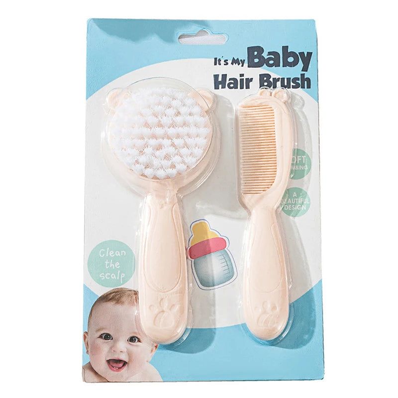 (BBQ4)2Pcs/Set Cute Kids Baby Small Hair Brush and Comb Set for Newborns & Toddlers Baby Brush Soft Bristles Baby Hair Care Gift