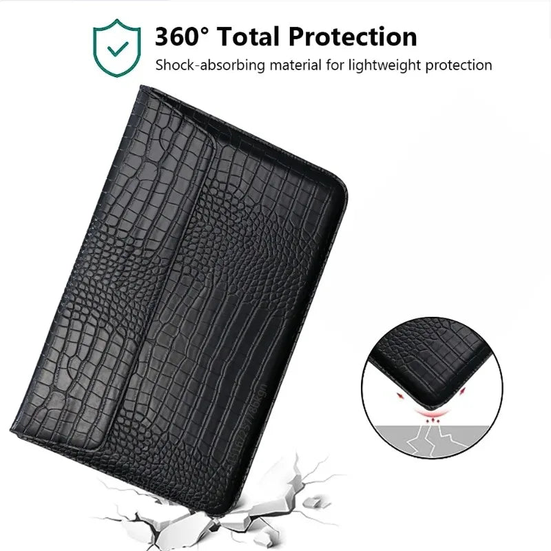 Crocodile Leather Flip Case Bag Laptop Sleeve for Macbook Air 13 14 15 16 Inch M5 M4 M3 M2 Chip Mac Book Pro Cover Accessories