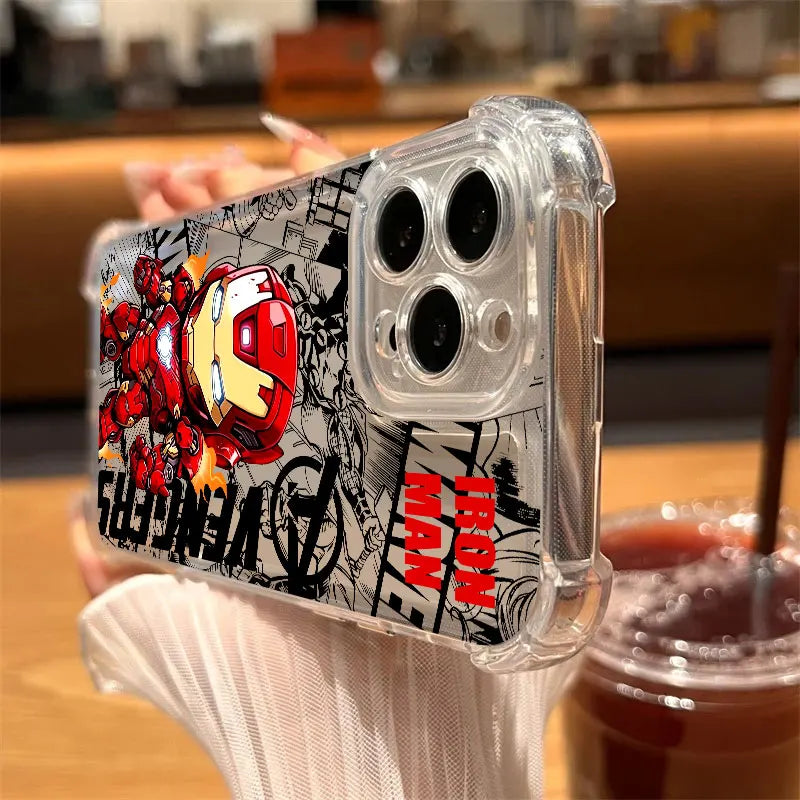 Spider Iron Man Deadpool Avengers Clear Case For iPhone 17 16 15 14 13 12 11 Pro Max 16e 17e Air 13 15 Plus XS X 7 8 Phone Cover