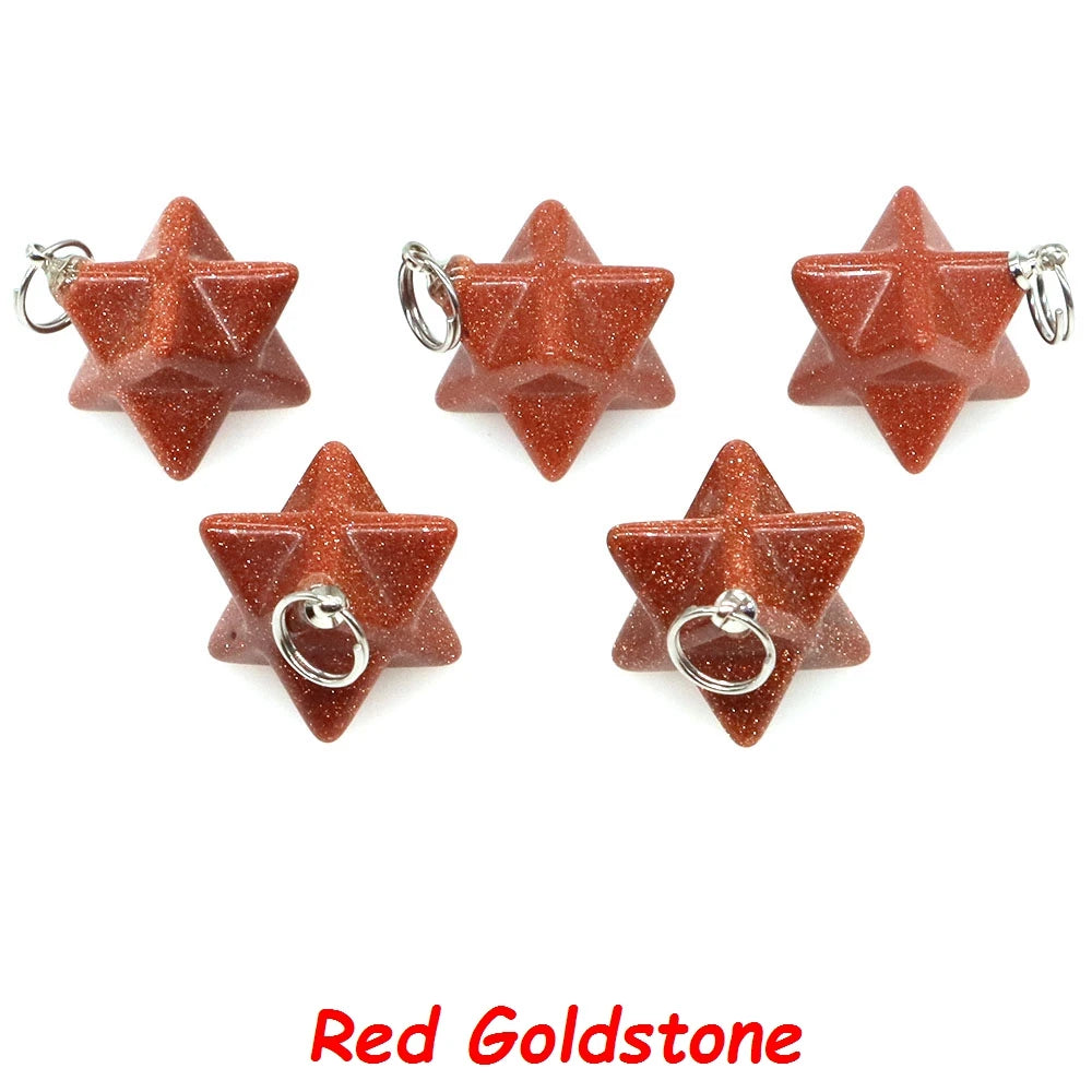 13mm Merkaba Star Pendant Natural Hexagram Stone Necklace Reiki Healing Crystal Wiccan Energy Gemston For DIY Jewelry Home Decor