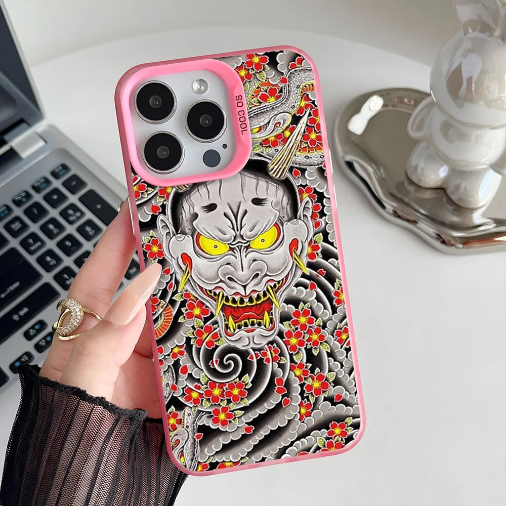 1pc Goro Majimas Hannya Yakuza Phone Case IMD Color Silver Shell For IPhone 16 15 14 13 12 11 Pro Max Plus