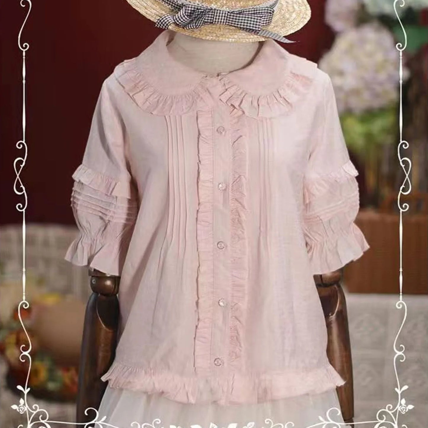 Spring Blouse Women Japanese Kawaii Cute Lace Patchwork Peter Pan Collar Shirt Vintage Sweet Embroidery Top Blusas
