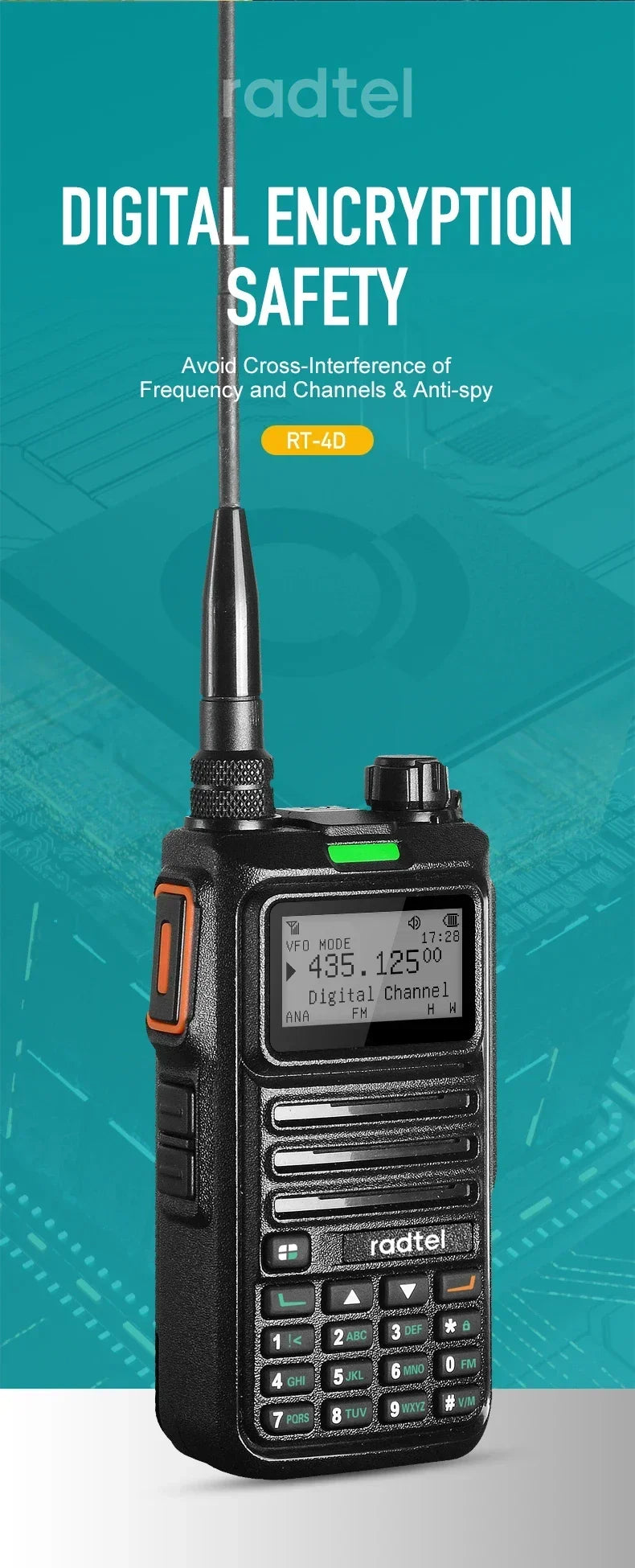 Radtel RT-4D DMR Radio Digital Walkie Talkie Dual Mode Analog Two Way Radio Dual Time Slot Ham Radio 1024 Channels