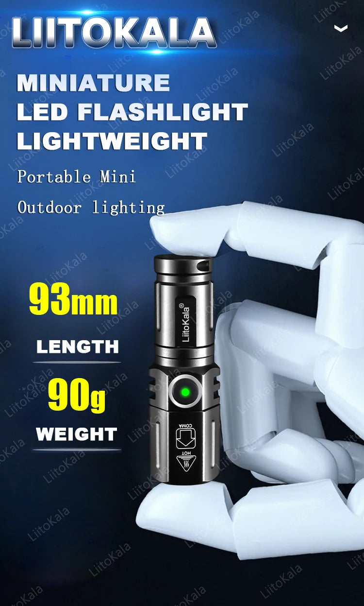 LiitoKala LF-536 LF-535 LED white laser Mini Flashlight 16340 700mAh Rechargeable Battery