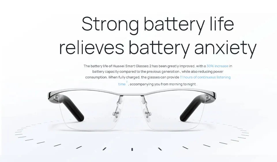 Huawei Smart Glasses 2 All-weather intelligent broadcasting, 11 hours of continuous listening