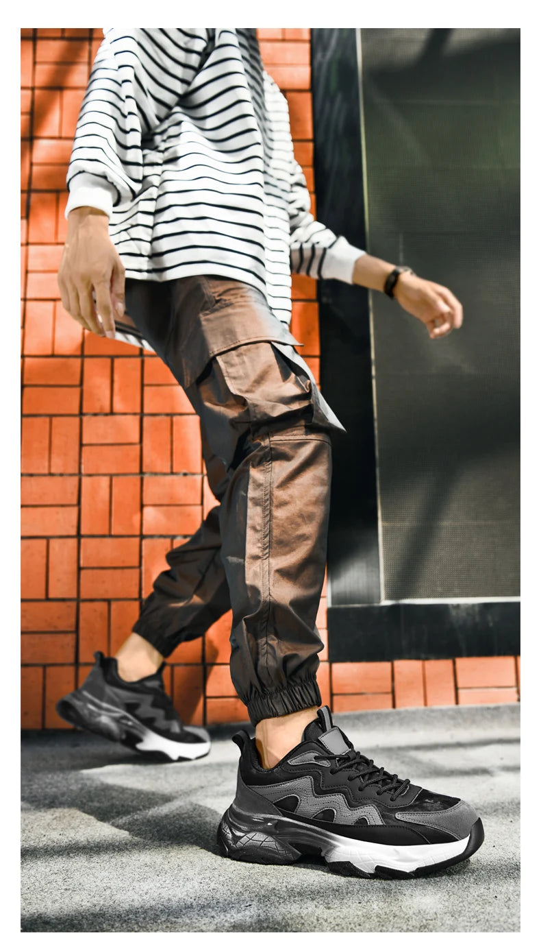 Sports shoes men's four season casual fashion outdoor thick sole breathable comfortable anti slip wear-resistant casual sneakers