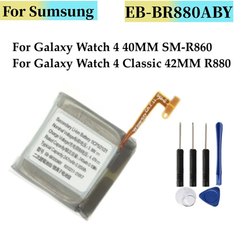 EB-BR880ABY Battery For Galaxy Watch 4 40MM SM-R860, Galaxy Watch 4 Classic 42MM R880 + Free Tools
