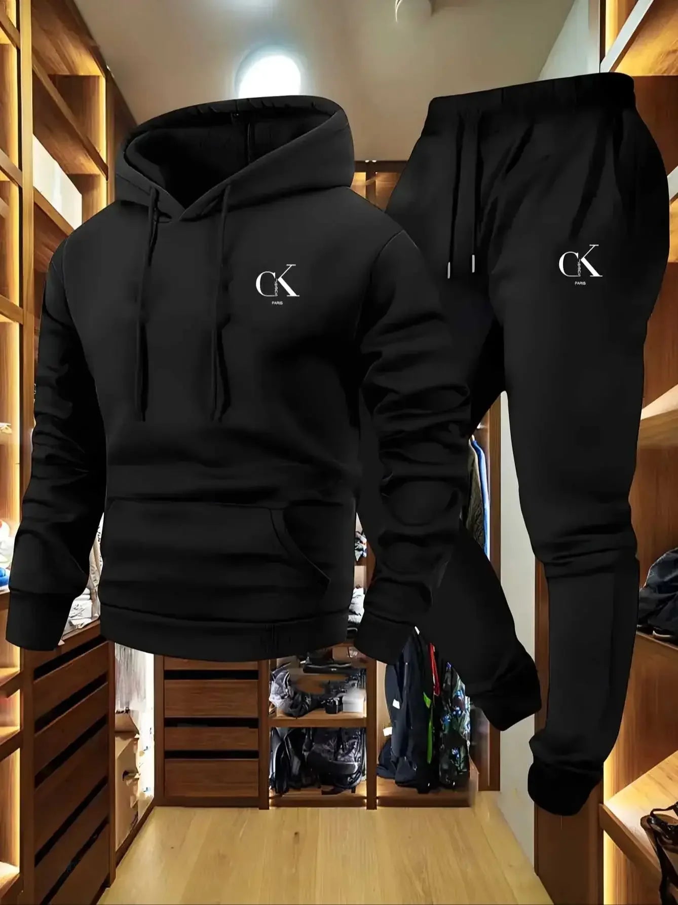 2026 Men's Hoodie and Sports Pants Set Casual Grey Pocket Home Clothes