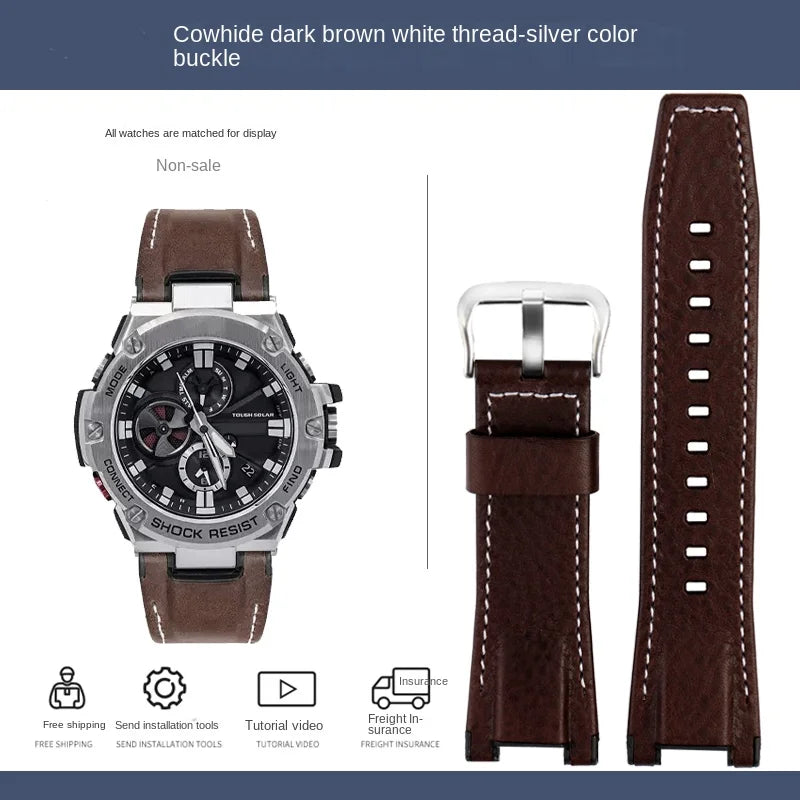 for Casio GST-S130/S110/S120/W130l/B100/W300 Strap Belt Genuine Leather Nylon Men's Watch Band Replacement bracelet Accessories