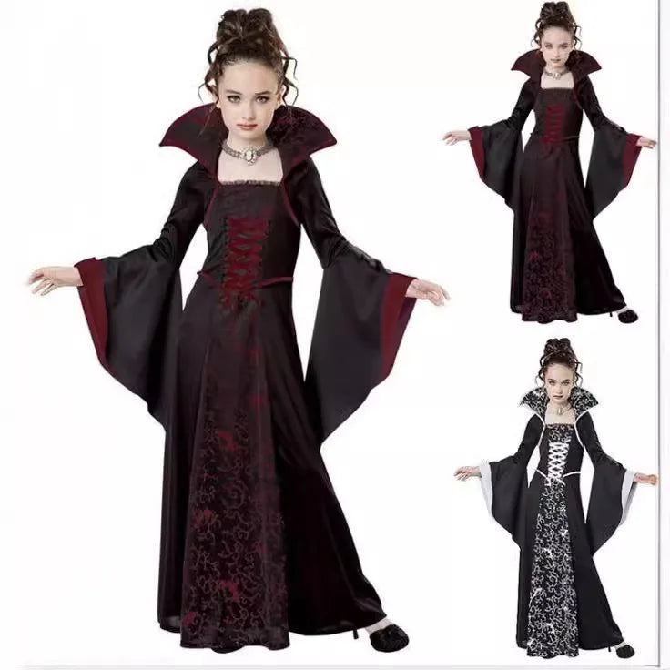 Halloween Costume for Kids Halloween Fantasy Vampire Costume Girls Witch Cosplay Children's Performance Clothing for Party