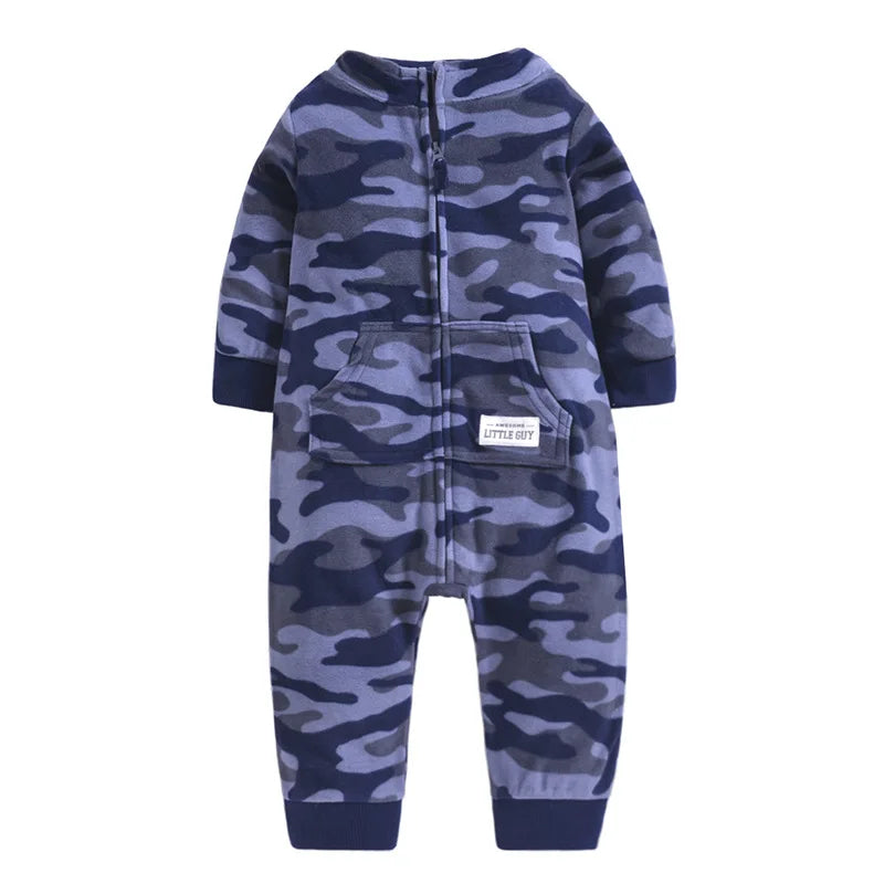 24M Toddler Baby Clothes Romper Children Fleece Outdoor Clothing Winter Warm Climbing Jumpsuit Zipper One-piece Coverall Pajamas