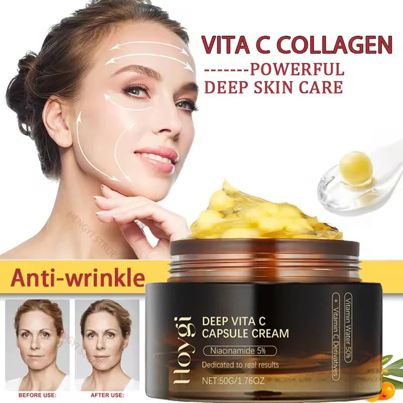 Deep Vita C Capsule Cream Collagen Face Moisturizer Anti Aging Gel Firming Repairing Fade lines Hydrating Skin Care Products