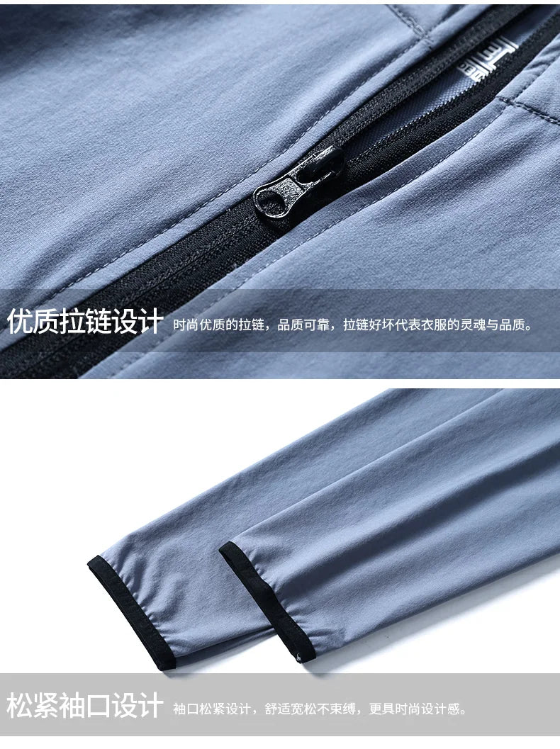 Quick Drying Clothes Men Autumn Sports T-shirt Stand Neck Loose Long Sleeved Outdoor Running Tracksuit Breathable Half Zip Top