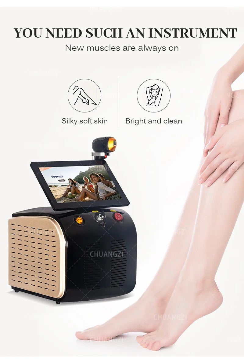 Professional 808nm Diode Laser Hair Removal Machine 3 wave Ice Titanium Painles Permanent Alexandrite Device For Salon Depilador