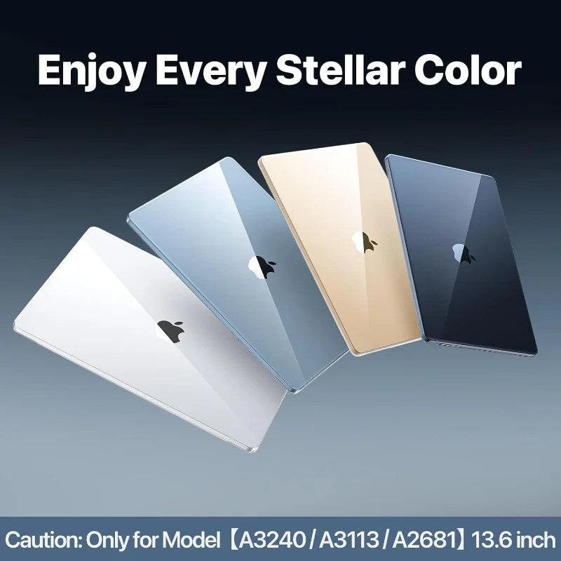 100% Ultra-clear hard case for 13.6" MacBook Air (M4-M2 2022-2025). Crystal-clear, sturdy, protects from scratches &amp; impacts