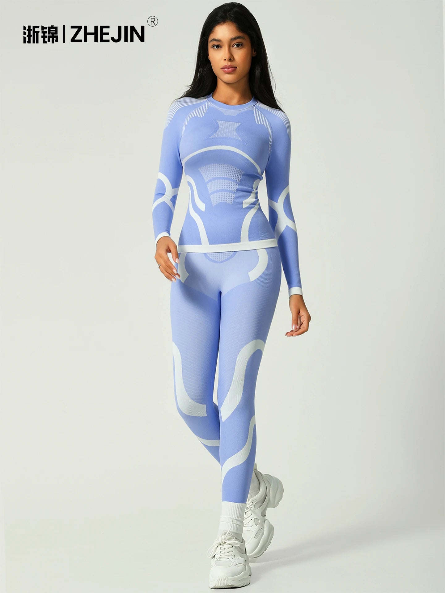 Seamless Ski Thermal Underwear Set Women Winter Warm Base Layer Long Sleeve Top Leggings Suit Breathable Outdoor Sports Wear