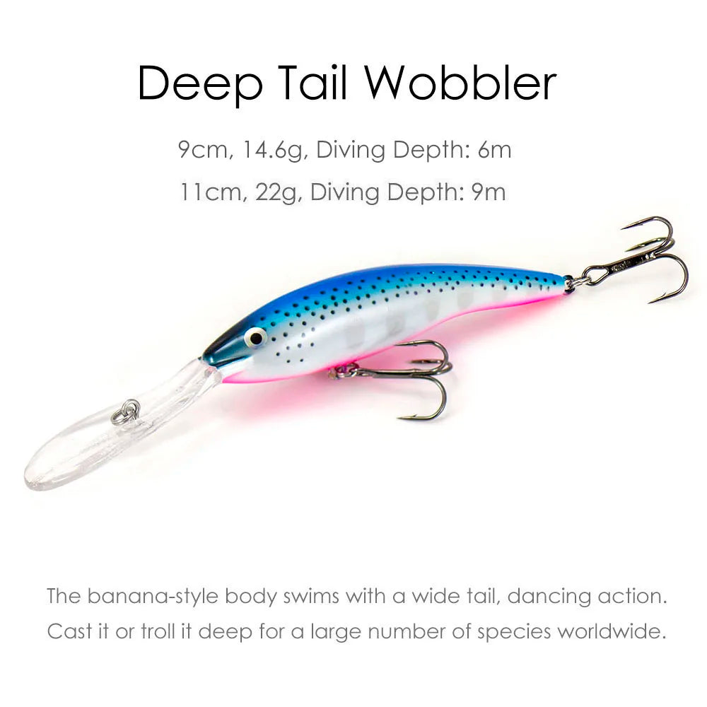 Countbass Deep Tail Wobbler 90mm 110mm Floating Diving Depth 6-9M Crankbait Chatterbait Fishing Lures Hard Bait