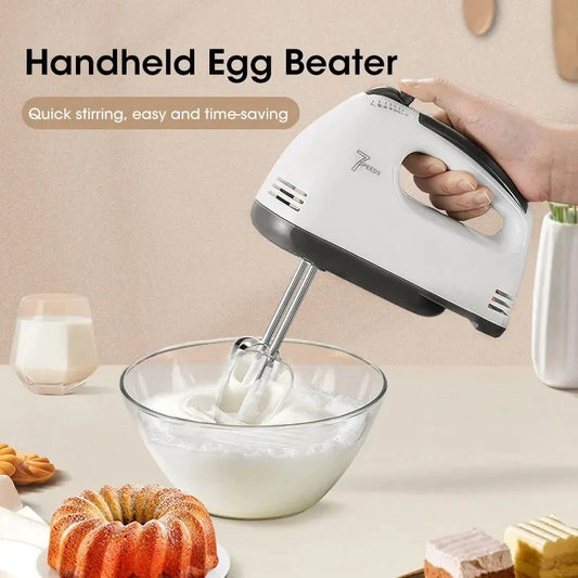 Handheld Electric Egg Beater for Baking, Household Automatic Mixer, 7-Speed Food Dough Blender and Cream Whipper