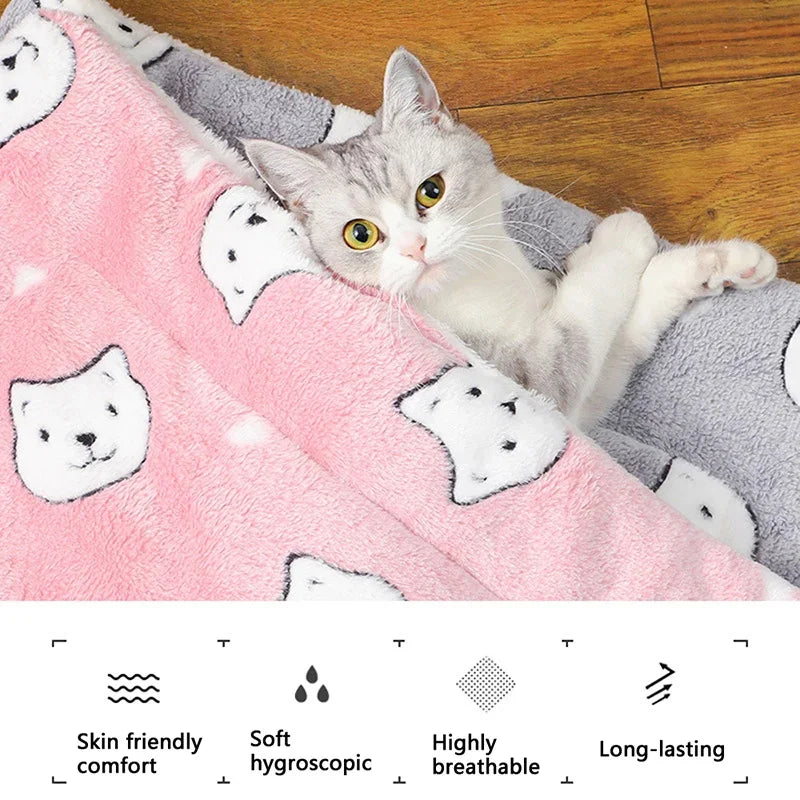 Thicken Cat Dog Mat Breathable Flannel Soft Pet Cushion for Dog Cats Winter Warm Cat Sleeping Mat Pet Bed Blanket Home Accessory