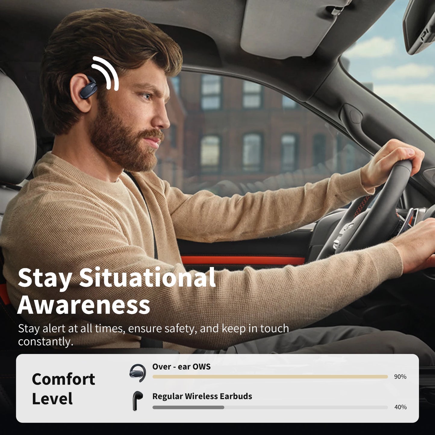 Sansui W65 Air Conduction Bluetooth 5.4 Earphones ENC Noise Canceling Bluetooth Headphone on Ear OWS Wireless Headsets with APP