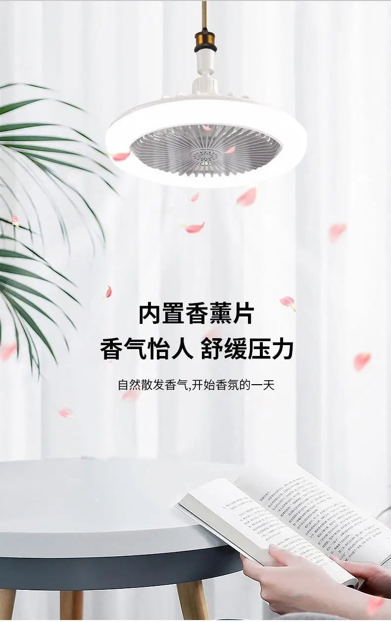 LED Ceiling Fan with E27 Screw and Remote Control, Oscillating Ceiling Fan with Adjustable Speed, Quiet for Bedrooms (124)