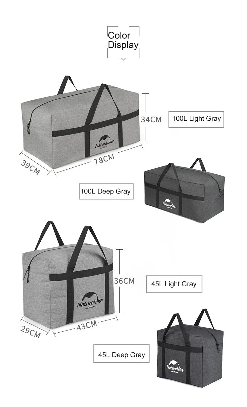 Naturehike Folding Large Capacity Storage Bags 45L 100L Carry Bag Camping Accessories Travel Bag for Family Outdoor Activities