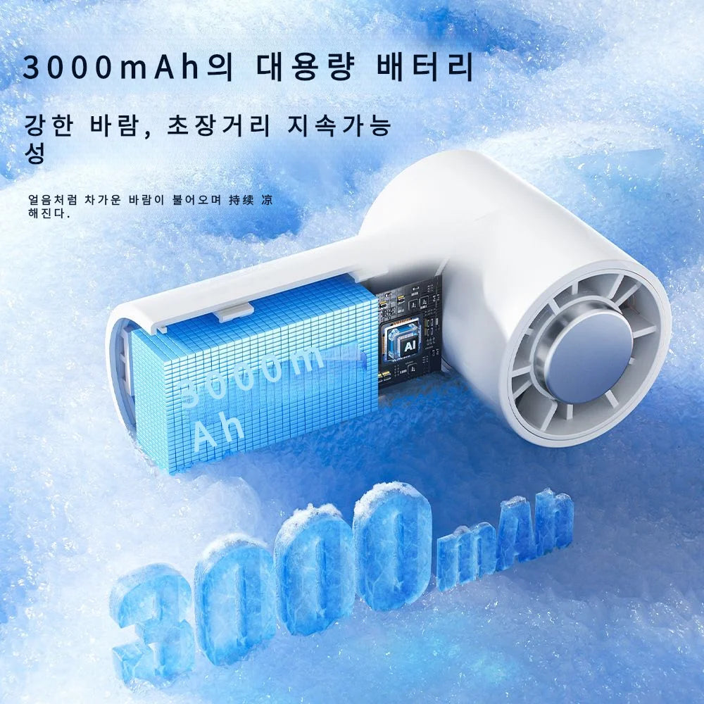 Hands-free  Fan With Clips Cooling Canopy Fans 3000mAh Portable Fan Stepless Control Digital Display Anti-slip Clips Of Umbrella