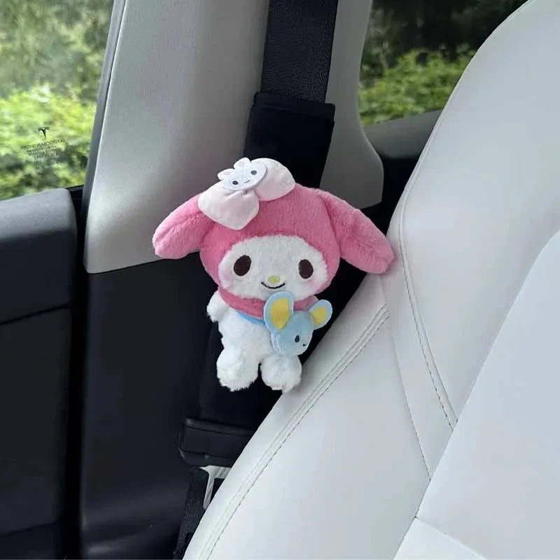 Car Seat Belt Cover Sanrios HelloKittys Cinnamoroll Kuromi My Melody Anime Cartoon   Auto Decorate Shoulder Protectors