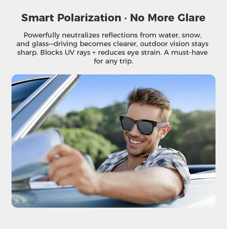 AI Smart Glasses Built-in HD Camera Glasses Bluetooth Wireless Audio Intelligent Glasses Anti-glare Anti-blue connected glasses