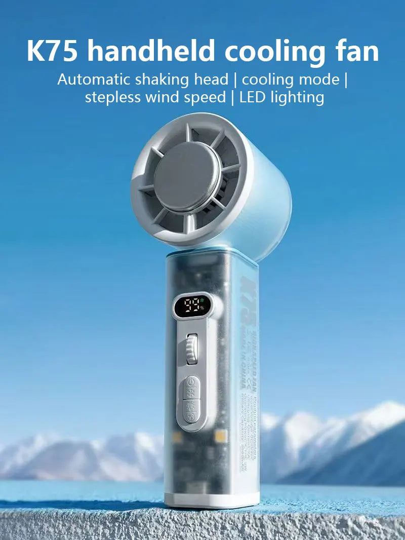 Lenovo Handheld Mini Fan Electric Hand Fans Ice Compress High-Speed Cooling USBRechargeable Portable LED Digital Display
