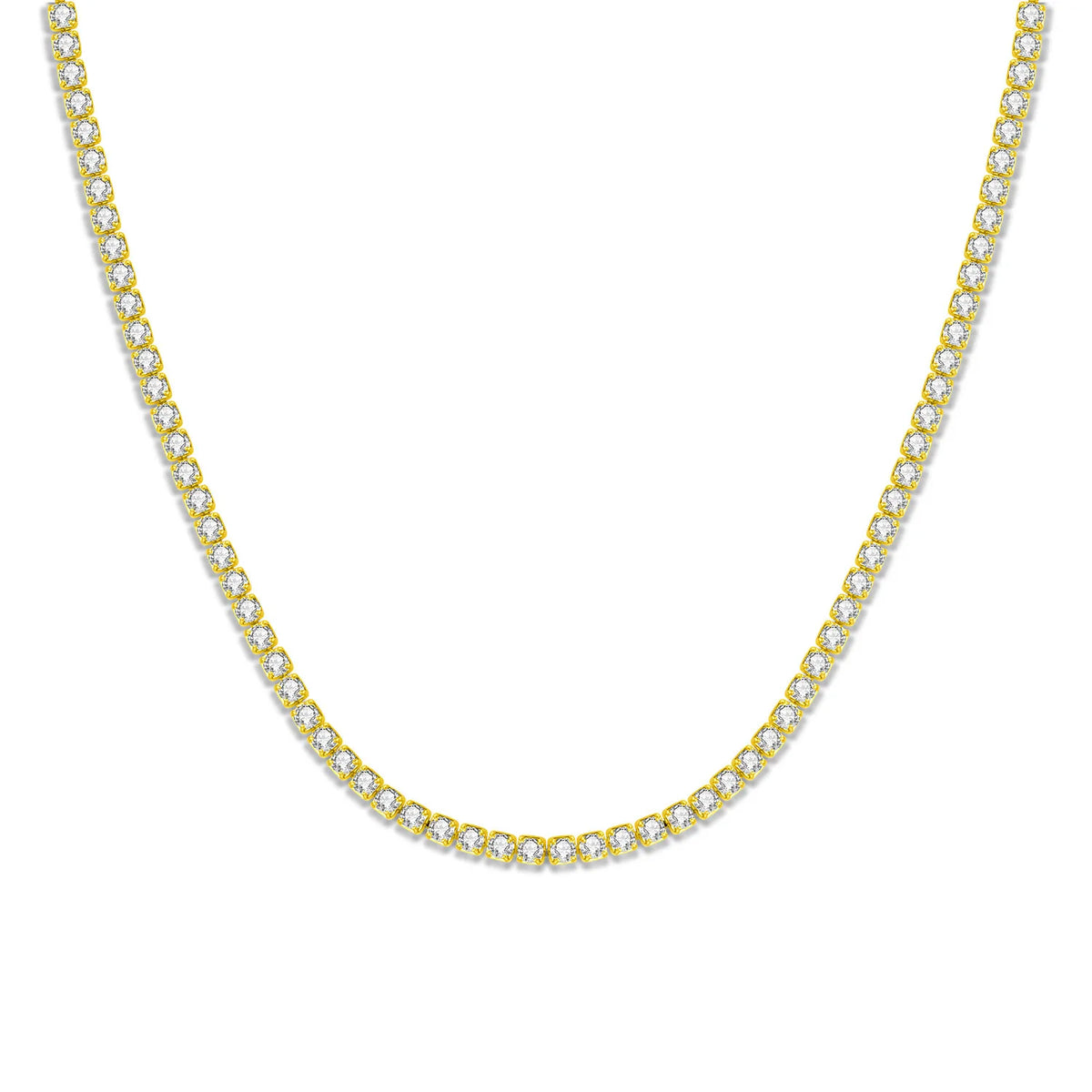 MISEFF S925 Sterling Silver Necklace 2mm & 3mm Cubic Zirconia Tennis Chain Necklace for Women Exquisite Jewelry Birthday Gift