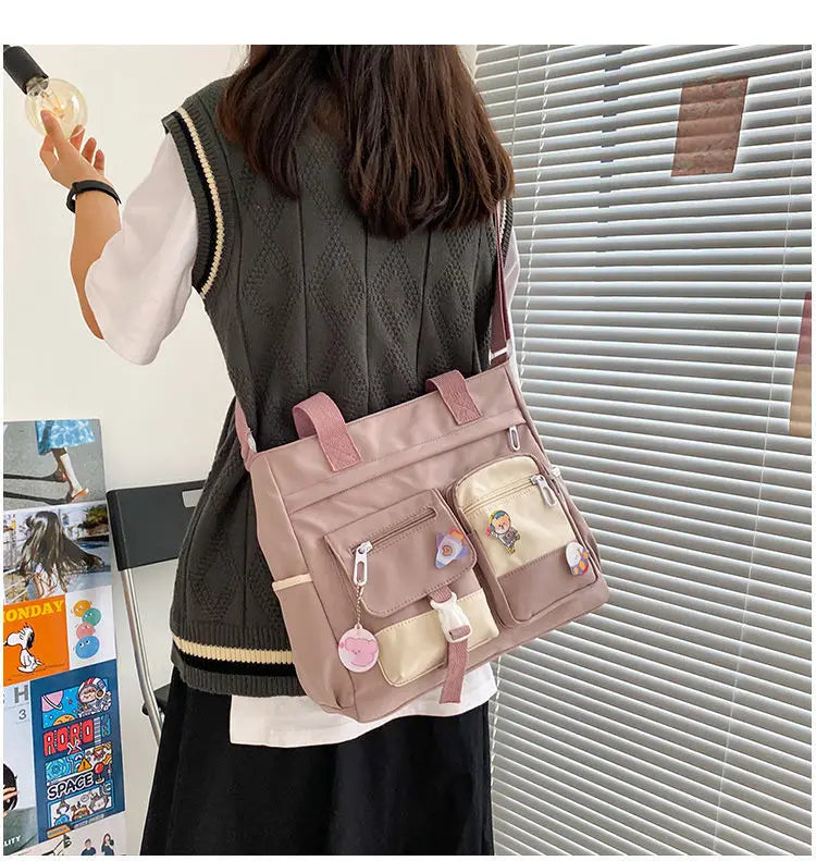 Canvas Handbags Messenger Bags for Women Waterproof Nylon Tote Shoulder Bag Oxford Ladies Handbag Crossbody Bag Girl Satchels