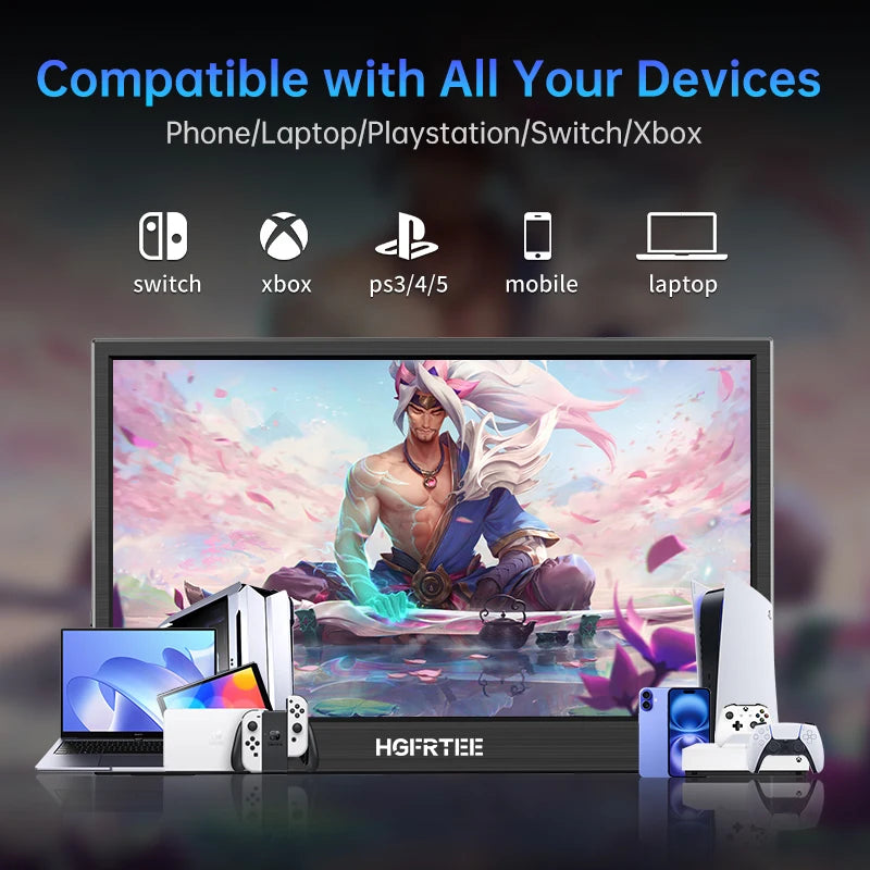 HGFRTEE portable monitor 11.6inch laptop monitor 768 display external monitor suitable for laptop and computer built-in speakers