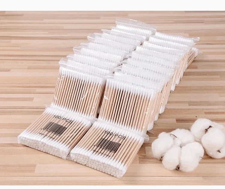 100pcs Colorful Safe Pure Cotton Swabs Baby Infant Dual Head Use Cleaning Makeup  Swabs for Ear Nostril Cleaning