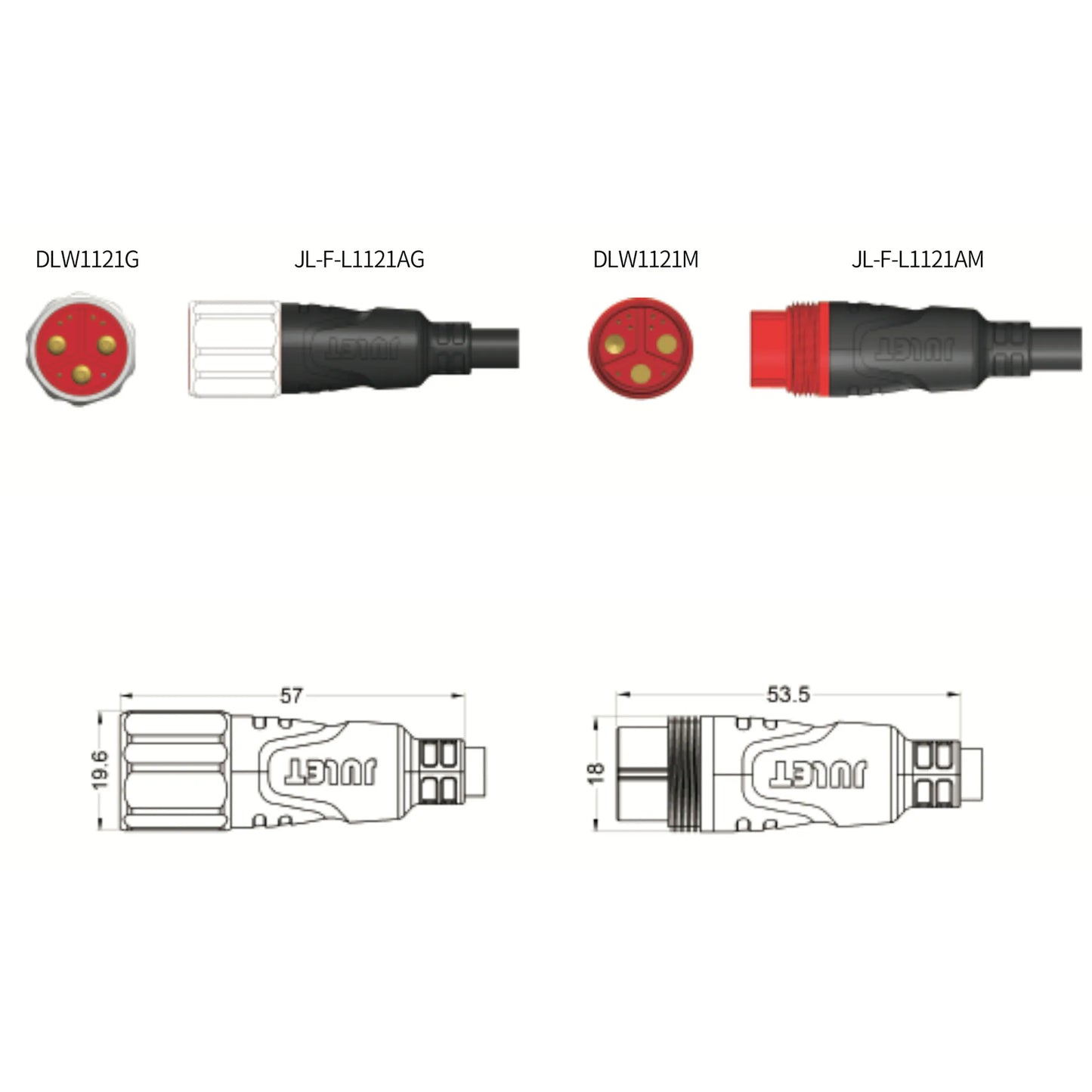 E-bike Motor Cable 9pin 500-2000W 140cm with Threaded Waterproof Connector
