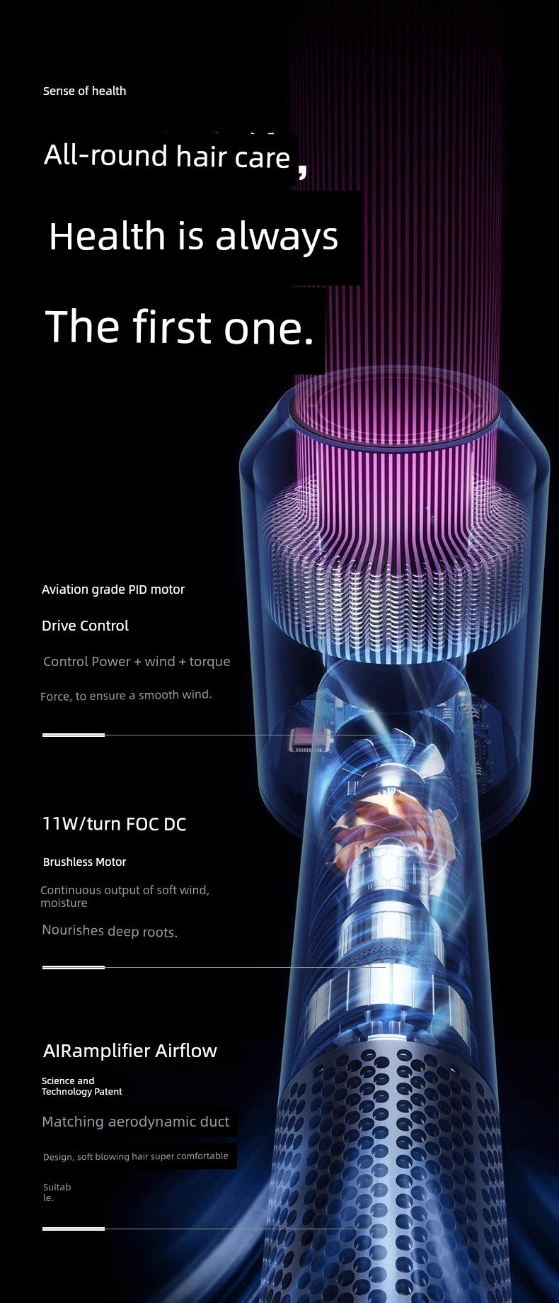 Hair Dryer For Home Negative Ion Top with High-Speed Hair Dryer Student High-Power Negative Ion Leaf-Free Hair Blowing Hair Dryer