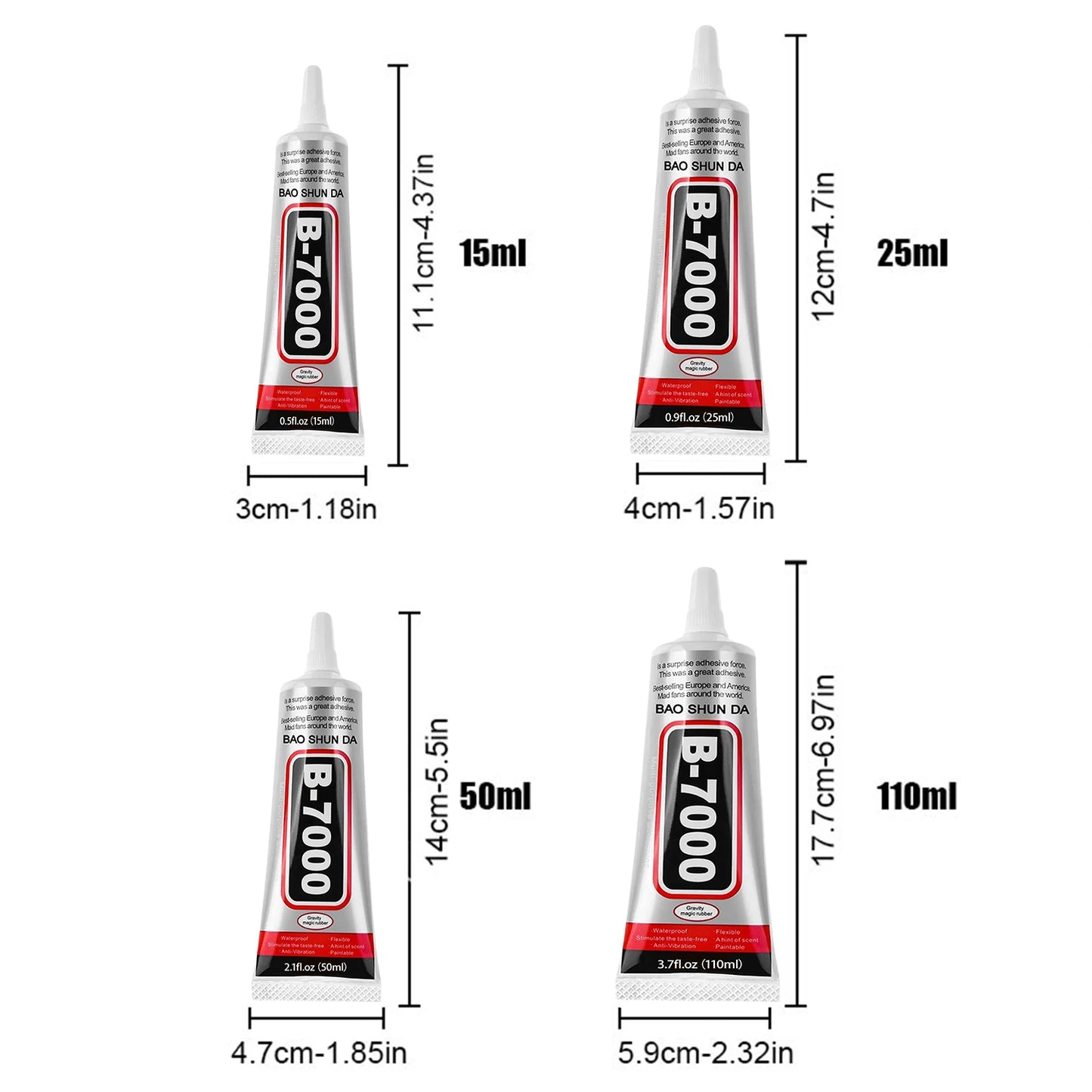 High-quality B-7000 semi-fluid high-viscosity glue, transparent waterproof adhesive, with precise needle adapted to rhinestone crafts jewelry diy jewelry mobile phone case 110ml1-5pcs.