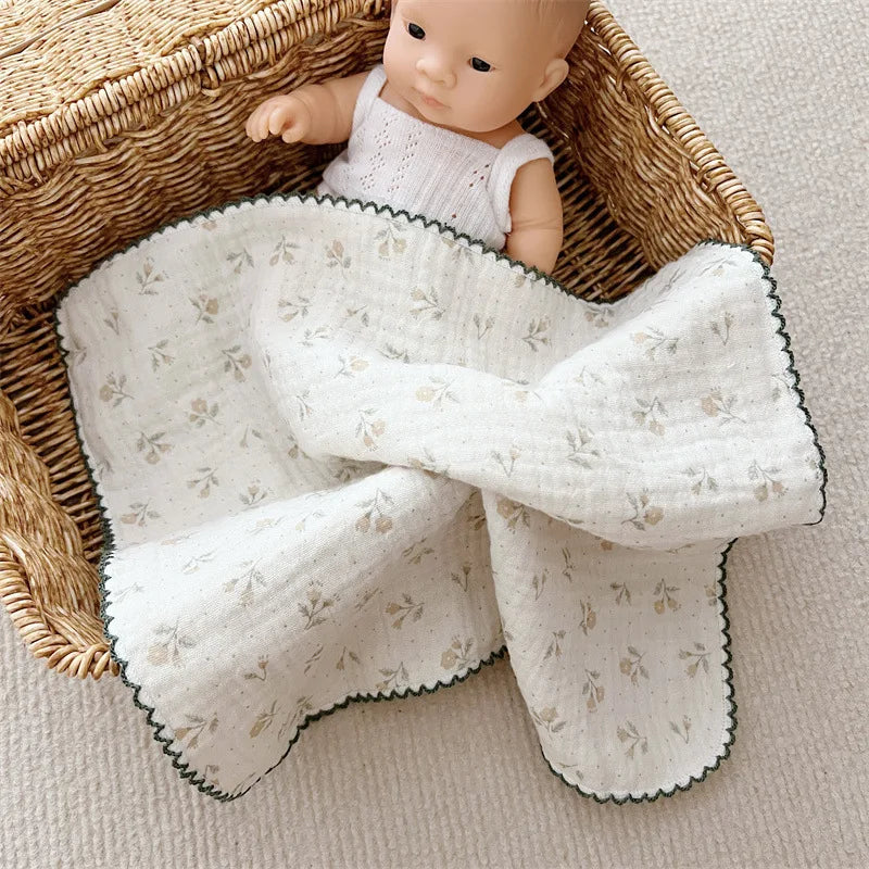 4Pcs Printing Towel Baby Face cloth Bath Towel Handkerchief Cotton Burp Cloth Soft Absorbent Gauze Kindergarten Washcloth 30cm