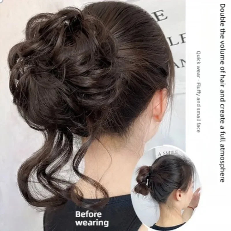 WIGSIN Synthetic Messy Bun Hair Extension Claw Clip in Hair Piece Hair Buns Short Curly Hair for Women