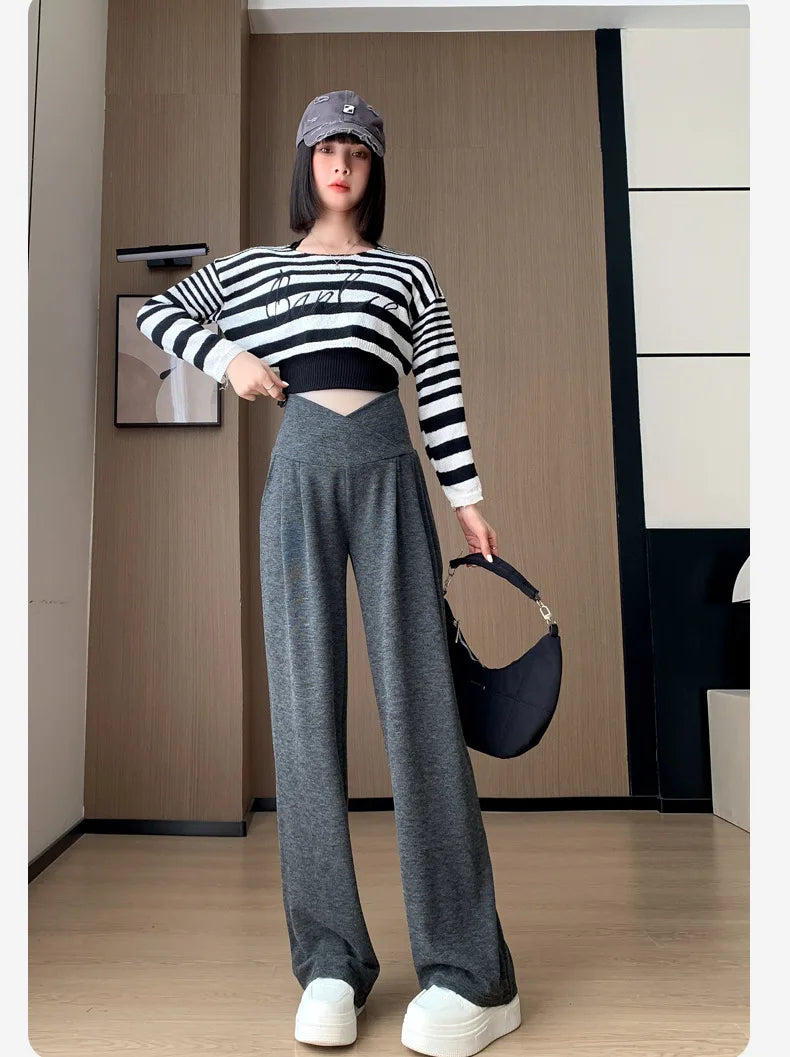 Maternity Pants Spring and Fall Wide-Legged Pants Low-Waisted Glutinous Pants Small Casual Straight Pants Maternity Clothing