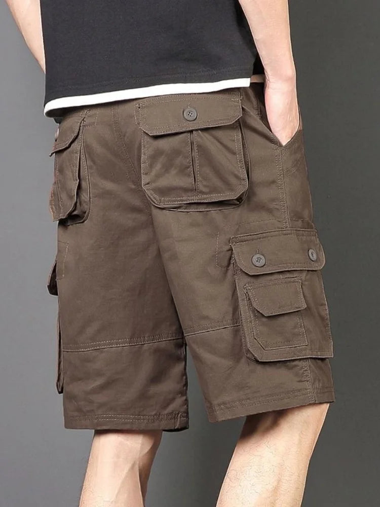 Summer Fashionable Sports Pure Cotton Straight Leg Multi-pocket Cargo Shorts Men's Casual Loose Plus Size High Quality Shorts