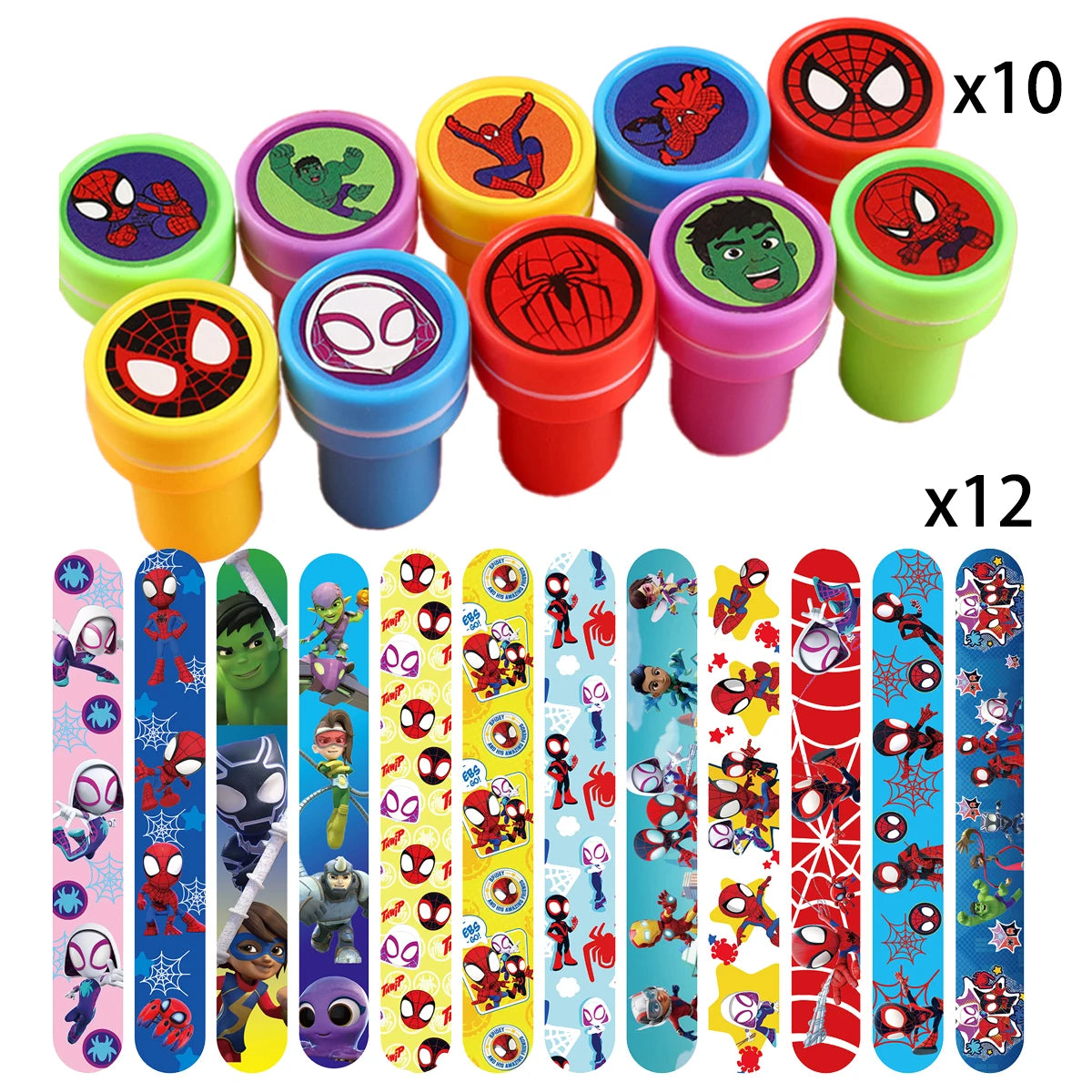 Spiderman Birthday Party Decoration Banner 'Spidey And His Amazing Friends' Silicone Bracelet Tinplate Badge Stickers Gift Bags