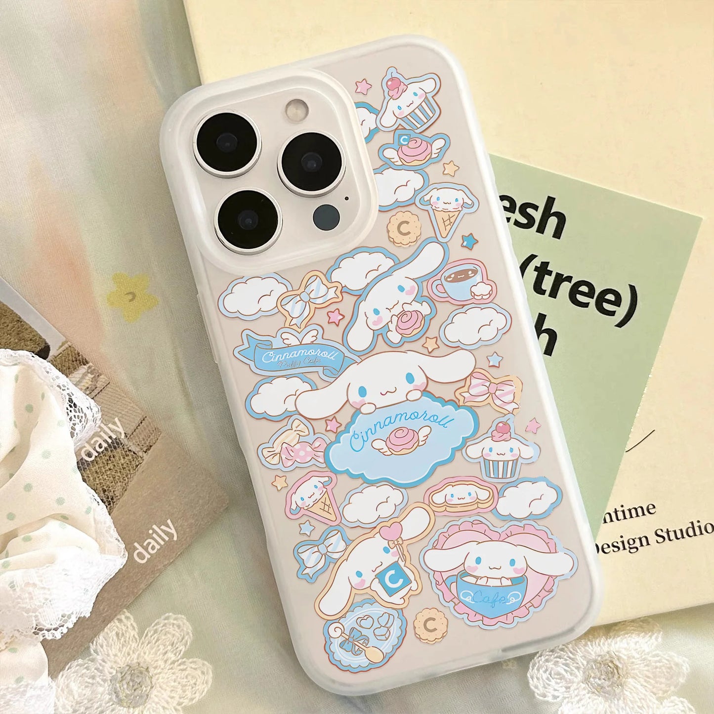Cute Cinnamoroll Transparent Clear Frosted Shockproof Phone Case for IPhone 17 16E 16 15 14 Plus 13 12 11 Air Plus Pro X XR Max