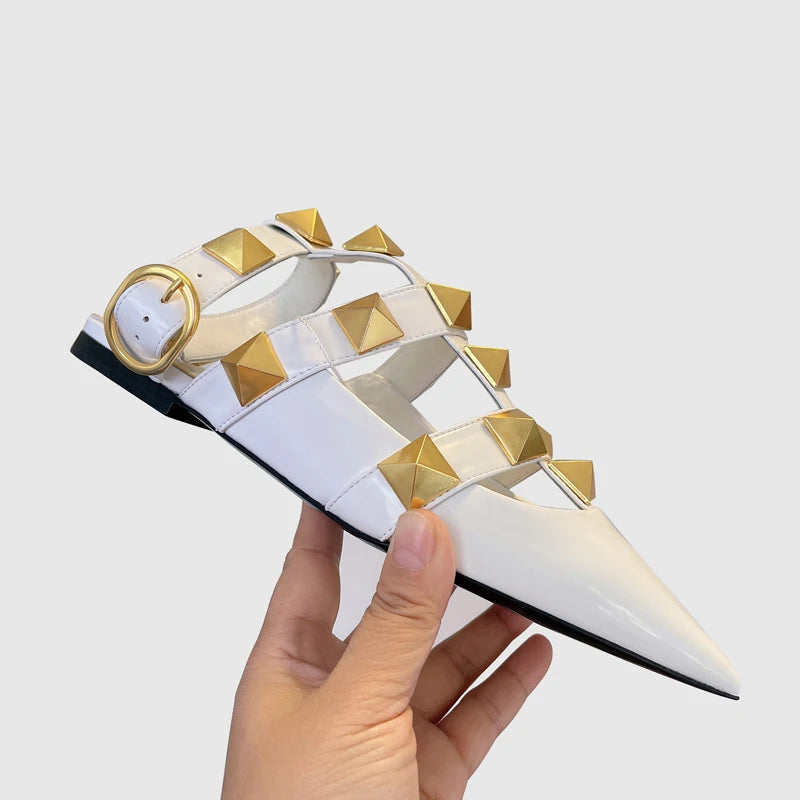Women's Fashion Rivet High Heels 2023 Spring/Summer New Baotou Sandals Pointed Single Shoes
