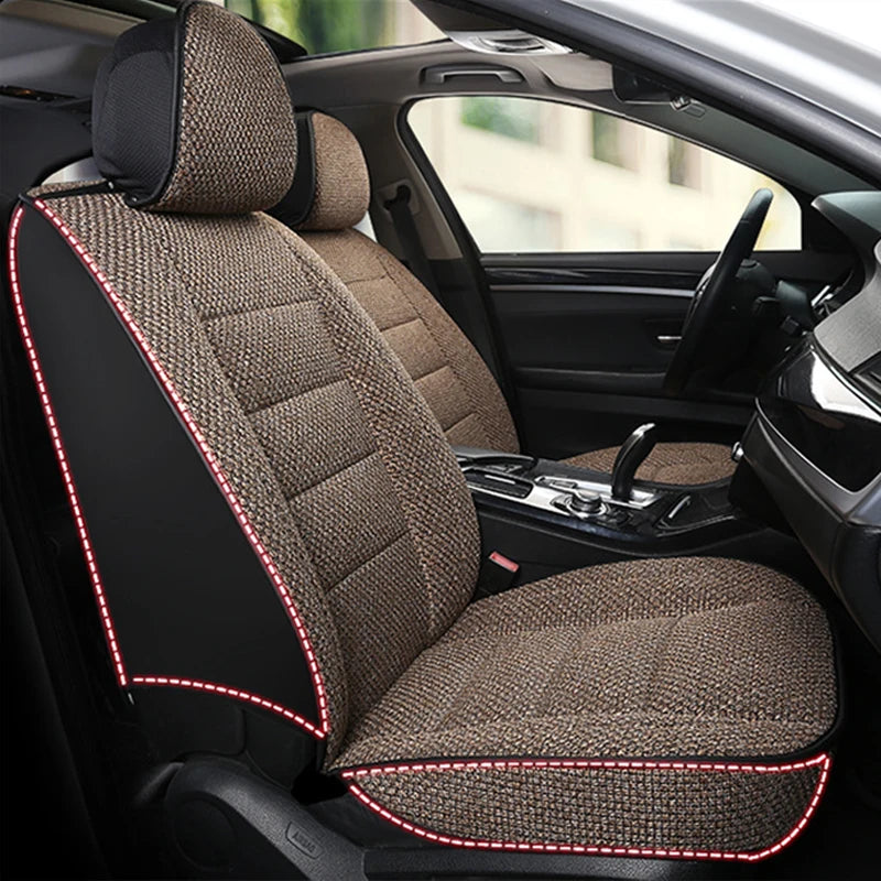New Universal Car Seat Cover Linen Breathable Anti Slip All Inclusive Car Front Seat Cushion Men's Auto Interior Accessories2025