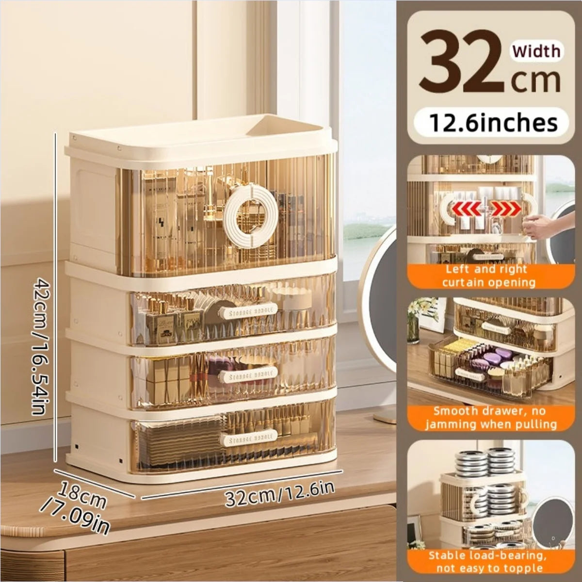 1 pcs Folding storage box, cosmetics desktop dressing table, lipstick and skin care products, large-capacity storage rack