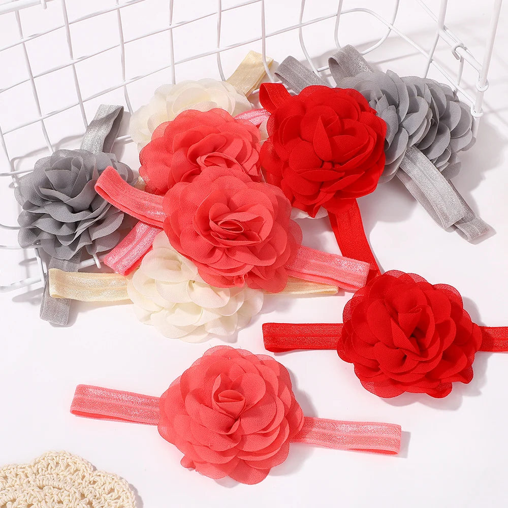 10Pcs Random Color Baby Sweet Flowers Headbands for Girls Newborn Knot Soft Elastic Hair Band Infant Headwear Hair Accessories