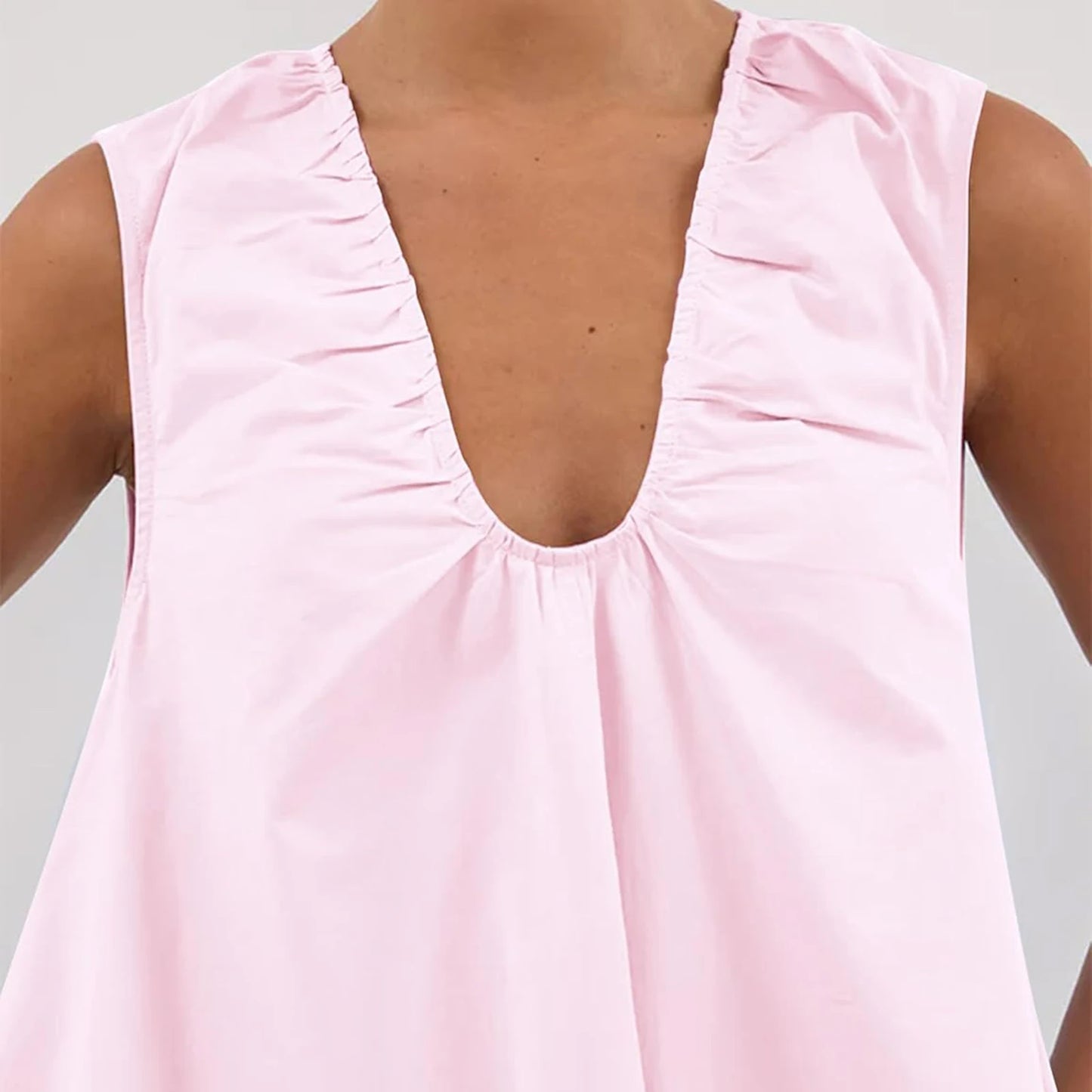 New Fashion Womens V Neck Tank Dress Sleeveless Solid Color Loose Beach Dresses With Pocket Club Street Style Hot Sale S-XL