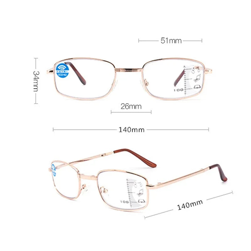 Intelligent Anti Blue Light Hyperopia Eyewear Photochromic Folding Presbyopic Glasses Progressive MultiFocus Reading Eyeglasses