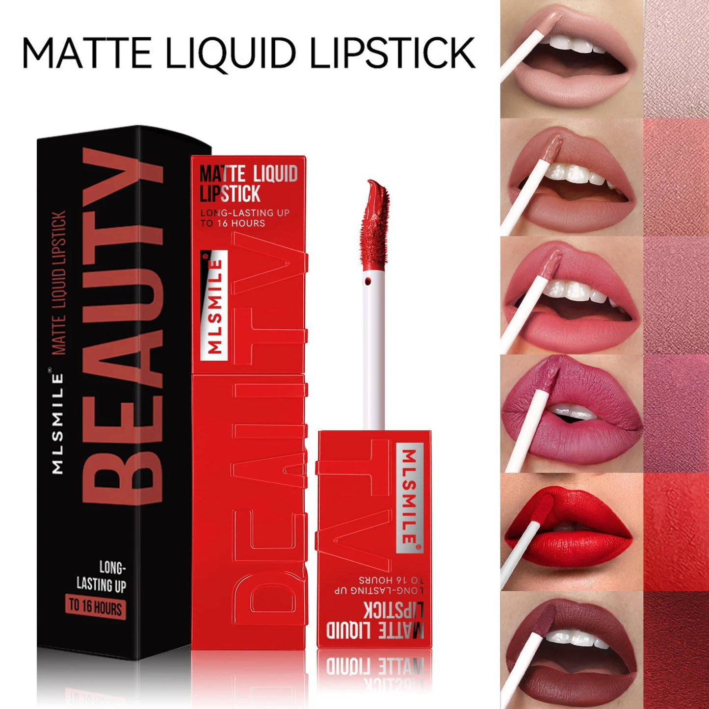 6 Colors of Long-Lasting Velvet Liquid Lipstick with Matte Texture Waterproof Non-Stick Cup Professional Lip Makeup Products